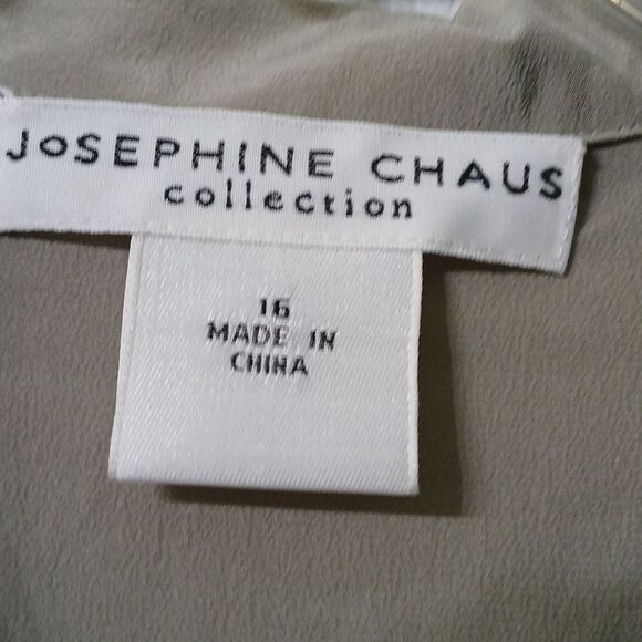 Josephine Chaus Collection vintage  sage 100% silk button down blouse  Sz 16 NWT - Picture 4 of 10